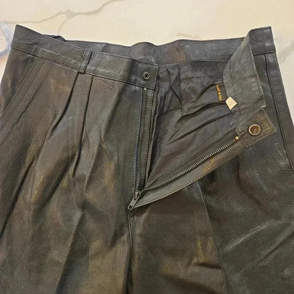 NWT Vintage Lamb Skin Leather Trouser Sport Joinus Pants Black Size 36 Waist - Picture 3 of 12